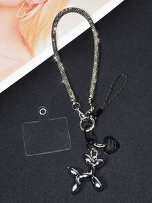 一套奢华小众设计水钻手机防丢腕带，精致时尚全水钻手提短挂链，果冻气球狗手机情侣吊坠，高端创意可爱包包钥匙扣挂件 - 彩色 - 查看 22