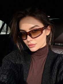 1 Pair Y2K Style Asymmetric Futuristic Fashion Fashion Glasses For Women - Multicolor - View 3