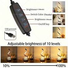 1pc LED Creative Spiral Desk Lamp, Nordic Modern Bedroom Bedside Lamp, Novelty European Style Study Lamp - Multicolor - View 10