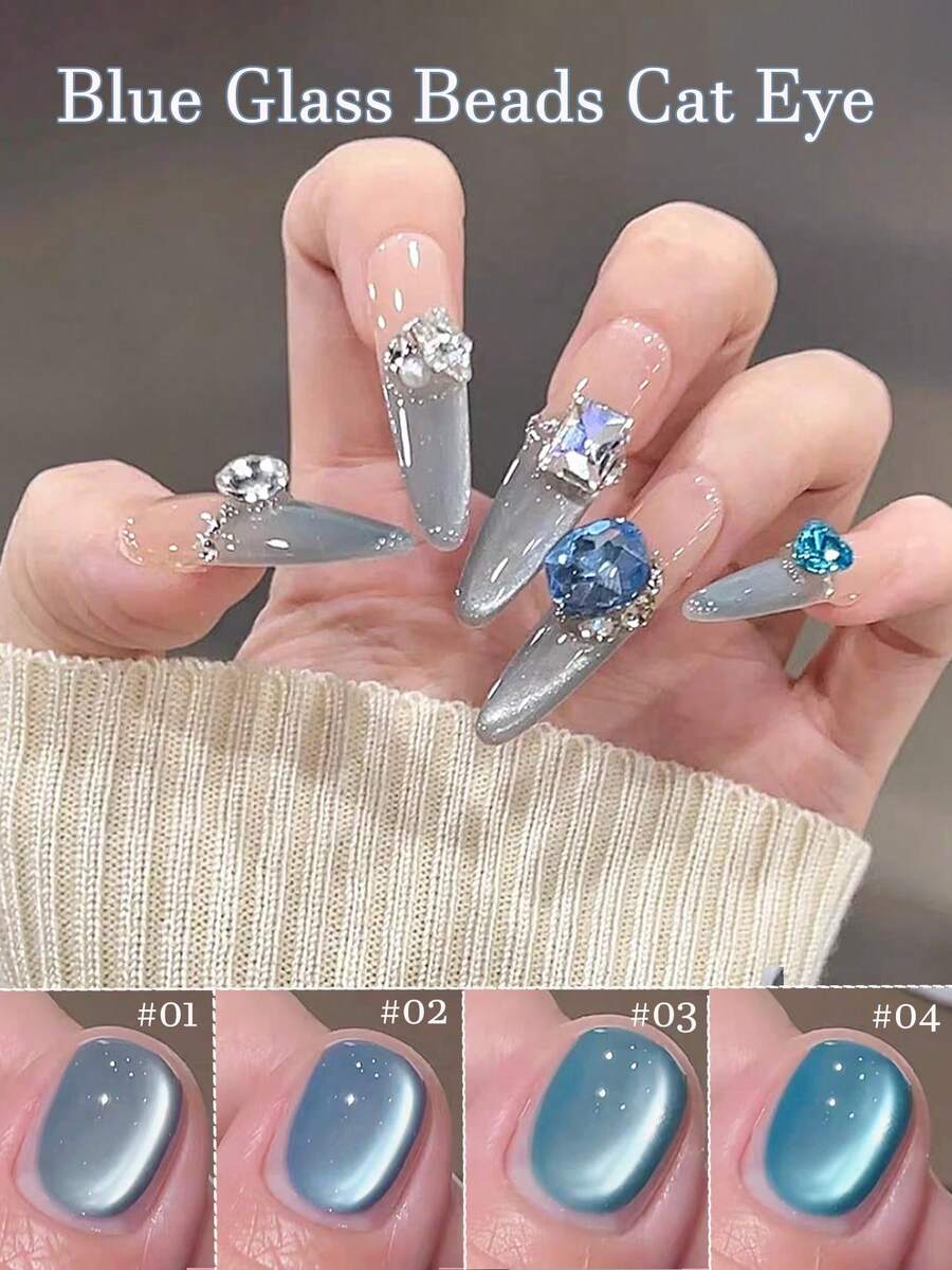 MISS SHAKA 10毫升春夏美甲冰透明蓝玻璃珠猫眼凝胶指甲油流行美白多功能升级超亮膜凝胶美甲美甲适用于美甲沙龙家庭DIY美甲用品