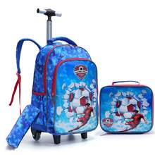 BLING BABIES Set de 3 piezas: Mochila con ruedas para niños, mochila escolar primaria con bolsa de almuerzo y estuche de lápices con diseño de fútbol de dibujos animados en color azul cielo, versión luminosa - Azul cielo - Ver 10