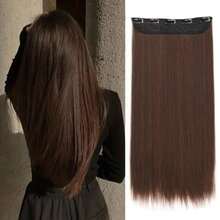 Extensiones de cabello invisibles de una pieza, pelo largo sintético liso de 24 pulgadas, 5 Clips, postizo negro y marrón para mujer 3VIE - 12M613 - Ver 9