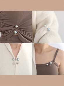 防眩光胸针、胸针、束腰魔术裙裤、防眩光珍珠开衫纽扣、裤腿固定夹、防踩踏裤长调节纽扣 - 彩色 - 查看 7