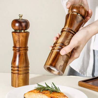 1pc/2pcs/3pcs Rosewood Pepper Grinder, Rose Salt & Sea Salt Grinder Set, Wooden Manual Pepper Mill Seasoning Bottle