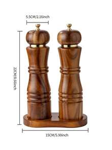 1pc/2pcs/3pcs Rosewood Pepper Grinder, Rose Salt & Sea Salt Grinder Set, Wooden Manual Pepper Mill Seasoning Bottle - Brown - View 3