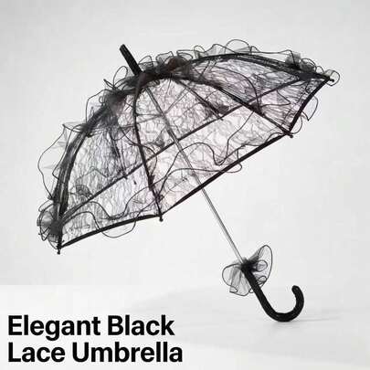 Vintage Lace Decorative Parasol Umbrella, Elegant Bridal Wedding Photo Props, Manual Open Dance Performance & Party Home Decoration Umbrella For Women