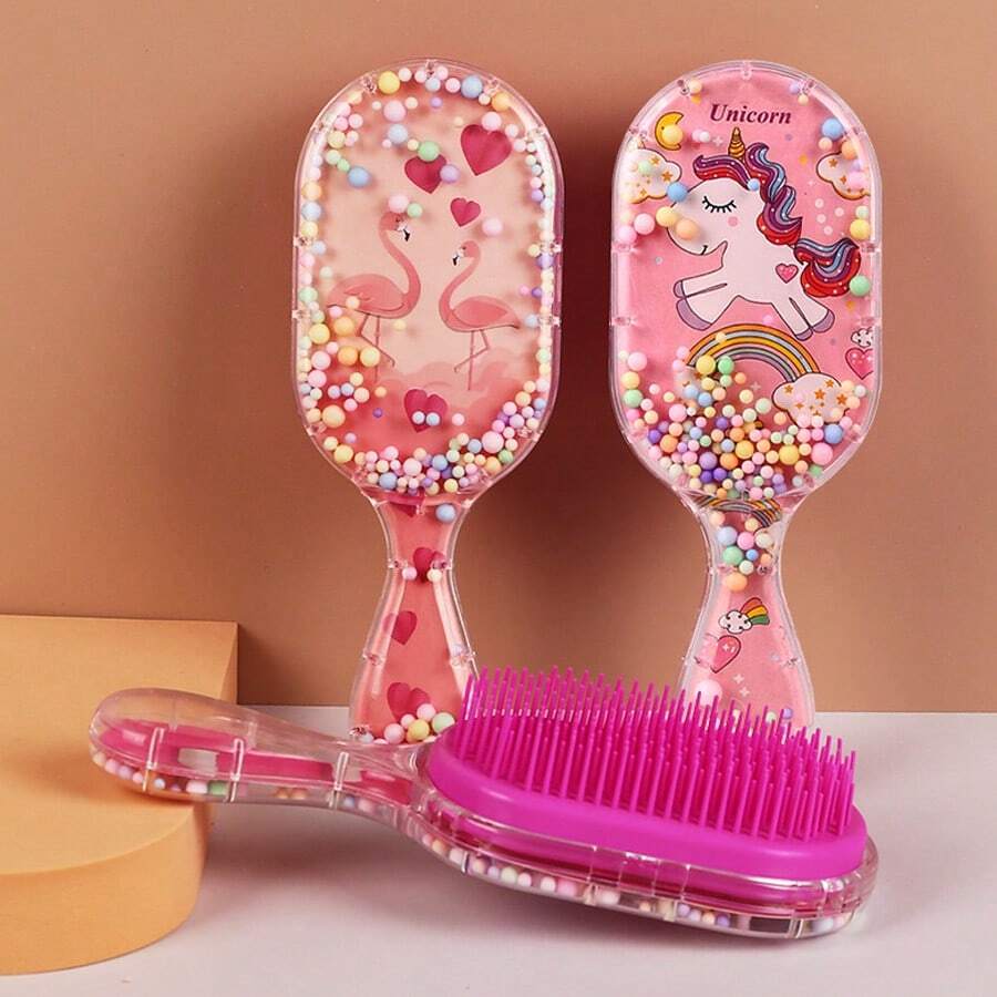 1/2pcs Detangling Brush, Designed For Women - Unicorn Brush For Wet & Dry Styling, With Bubble Bead & Glitter Decor, Gentle On Scalp, Suitable For Curly Or Fine Hair - Straight Hair Comb - View 1