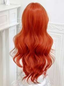 Red Brown Copper Ginger Long Straight Synthetic Lace Front Wigs For Women Natural Wave Wigs With Bangs Cosplay Heat Resistant - Multicolor - View 8