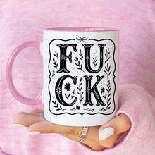 Tasse à café en céramique bicolore de 325 ml avec design botanique vintage, anse et bord noirs. Cadeau de nouveauté humoristique pour adultes avec gros mots. Tasse à café amusante, cadeau sarcastique pour petite amie, meilleure amie, épouse. Tasse avec gros mots, compatible micro-ondes et lave-vaisselle. Parfait pour les amis et collègues sarcastiques. - Multicolore - Voir 7