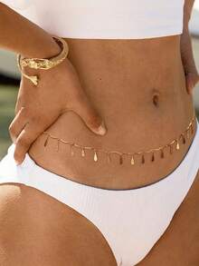 1 pieza Cadena para la cintura con hoja de pez sexy y flecos, cadena de metal geométrica artesanal para el Body para vacaciones en la playa - Cadena de cintura en forma de pez - Ver 9