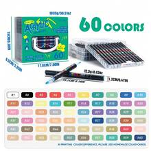Bộ bút dạ acrylic hai đầu 12/24/36/48/60/72/100/120 màu, ngòi mềm & cứng, dụng cụ mỹ thuật cho học sinh, chống thấm nước, khô nhanh, không lem mực, hộp quà tặng nhiều kích cỡ. - Hộp xếp chồng bằng nhựa PVC năm 1989 - Xem 11