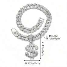 15毫米奢华宠物项圈，链配大美元吊坠，嘻哈风格宠物项链，适合猫狗佩戴 - 彩色 - 查看 6