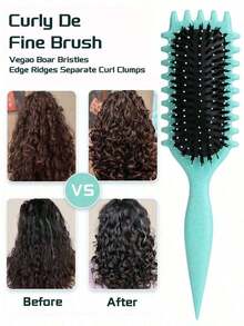 Hair Brushes-EU+UK Curling Hair Brush, Curl Define Brush, Brush, Suitable For Styling, Shaping And Setting Curly Hair, For Both Men And Women, Can Be Used On Dry Or Wet Hair - 粉紅色-1PC - 查看 3