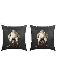 1 vỏ gối vuông 45x45cm, họa tiết gà con dễ thương, thích hợp làm quà tặng Ngày Valentine, Sinh nhật, Giáng sinh, Halloween, Lễ Phục sinh, Ngày của Mẹ, quà tặng lý tưởng cho bạn bè, có thể giặt máy, in một mặt, vải polyester (Không bao gồm ruột gối, không thêu) - Màu xám đen - Xem 20