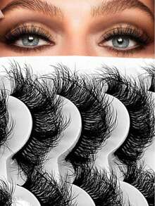 5 Pairs Of Light And Slender False Eyelashes With Three-Dimensional Cross And Messy Feeling, Multi-Layer Natural Eye Makeup - View 1