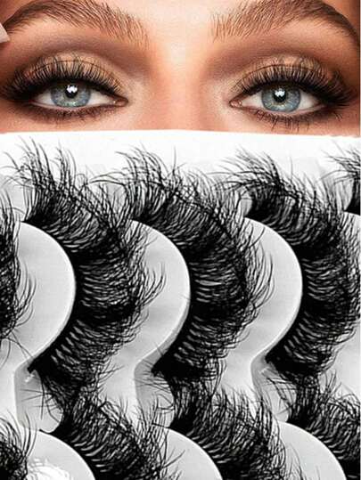 5 Pairs Of Light And Slender False Eyelashes With Three-Dimensional Cross And Messy Feeling, Multi-Layer Natural Eye Makeup