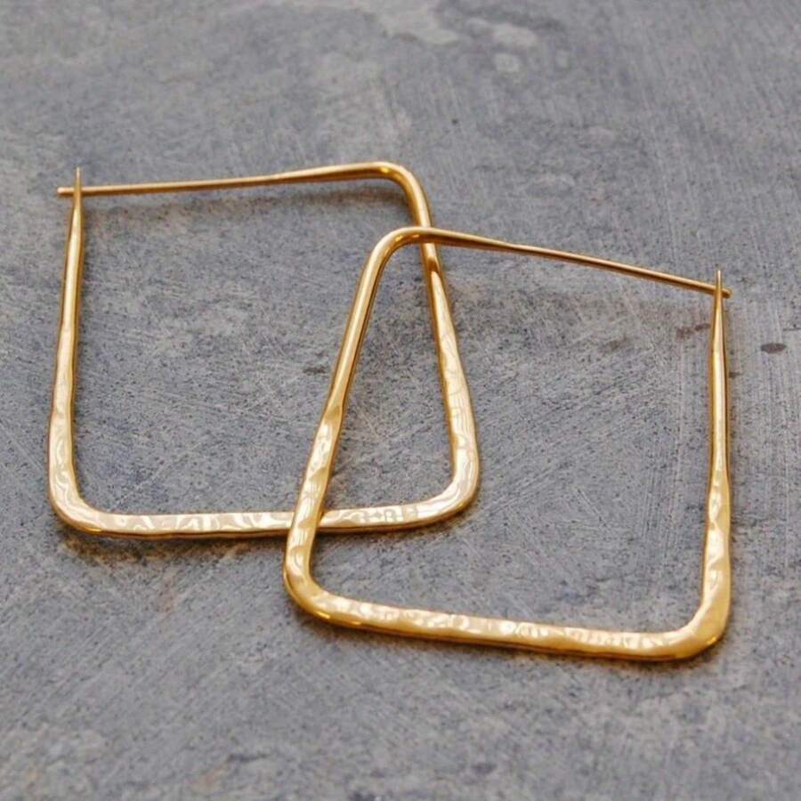Craftsmen Easily Create Stylish Square Earrings, Suitable Daily Wear And Convenient Women To Accessorize With Anytime, Anywhere. - 金色的 - 查看 1