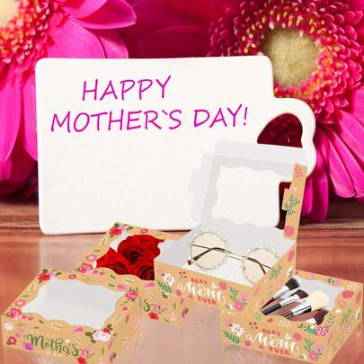 12pcs Floral Gift Box Set With Window, Suitable For Mother's Day, Perfect For Celebrating Mother's Day, Applicable For Candy And Small Accessory Packaging Boxes, Very Suitable For Mother's Day Decoration, Gift For Mom