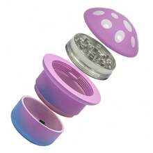 70mm Mushroom Shaped Spice Grinder With Handle, Zinc Alloy 4-Layer Herb Crusher, Unique Painting Grind Mill For Dry Herbs, Gift For Men Women - 黃色 - 查看 3