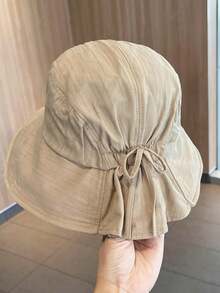 1顶女士波西米亚风优雅蝴蝶结遮阳帽，透气渔夫帽，格子缎带，宽檐防晒帽，春夏户外旅行渔夫帽 - 漁夫帽 - 查看 10