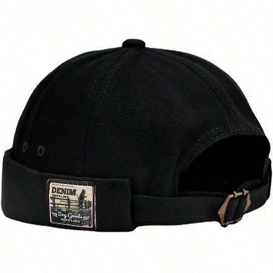 1pcs Men & Women Letter Label Landlord Cap, Casual Basic Outdoor Sports Docker Hat For Men, All-Match Modern Clothes Accessories For Daily Used - 黑色 - 查看 1