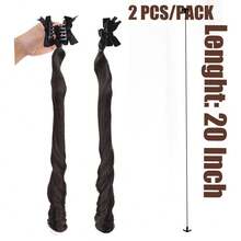 Tóc giả đuôi ngựa sợi tổng hợp 20 inch, 2 chiếc, tóc dài xoăn kiểu búp bê cho nữ, tóc đuôi ngựa thắt nơ bán sỉ - Nhiều màu - Xem 2