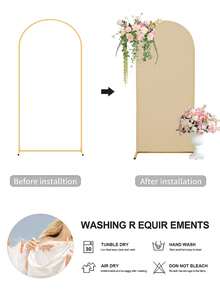 1PC Beige U-Shaped Elastic Semi-Circular Arch Cover, Suitable For Restaurant Parties, Birthday Gatherings, Wedding Decorations, Indoor/Outdoor Scene Backdrops, U-Shaped Wedding Arch Backdrop Frame Cover, Suitable For Party Backdrop Decorations, All Seasons (Metal Frame Not Included) - Beige - View 5