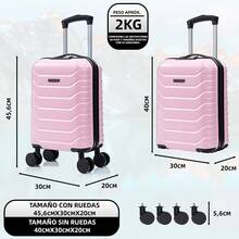 Maleta de Cabina ABS 40x30x20(24L)| Equipaje de mano con Ruedas Desmontables para Ryanair | Vueling | Easy-Jet |Wizz Air| Volotea-Negro/AzulMarino/RosaDorada/Morada/Menta/Amarillo/Verde/Rosa - Rosa - Ver 4