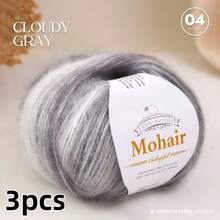 3 Packs, Small Fluffy Clouds, Ombre Mohair, Cotton Candy Mohair Blend Yarn, For Knitting Shawls, Vests, Cardigans, Etc. - Small Cloud Clusters *3 - View 1