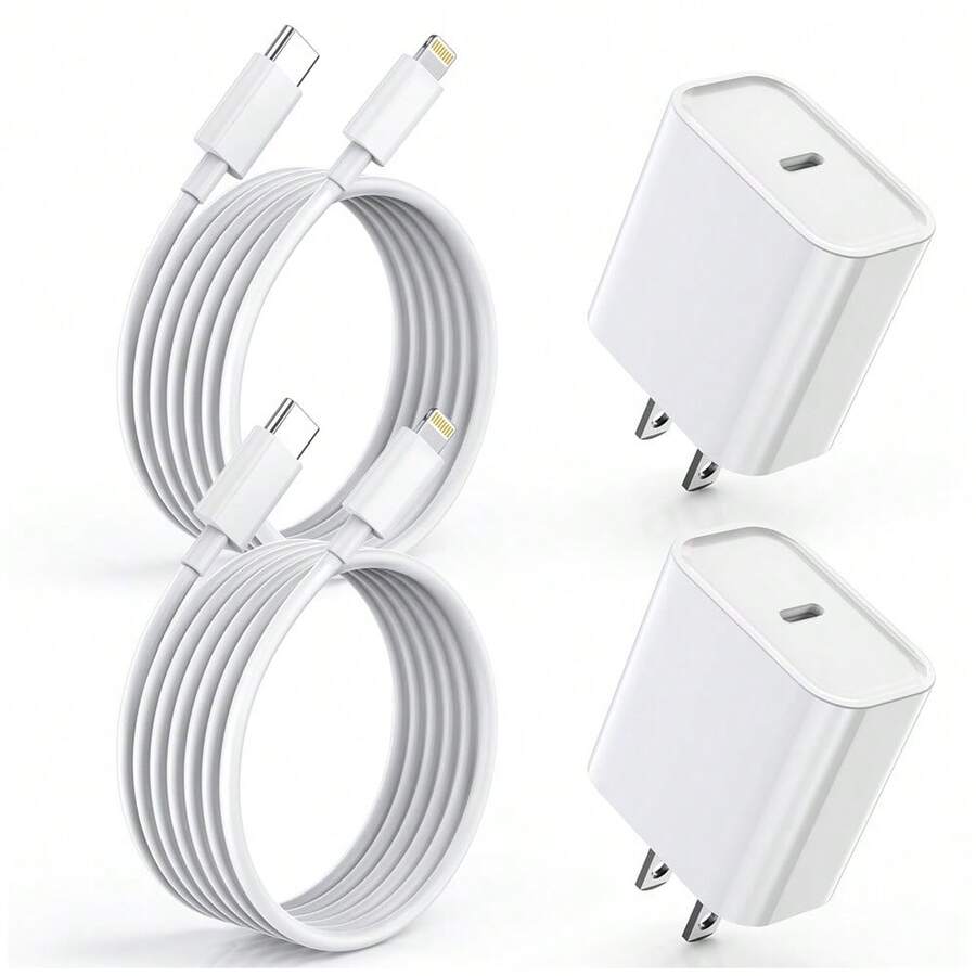 20W PD 快充适配器套装，USB-C 墙式充电器 + 100 厘米 Type-C 转 Lightning 数据线，兼容 14 Pro Max/14 Pro/14 Plus/14/13/12/11/XR/Xs Max/8/7 Plus - 美規A型插(110-127V) - 查看 1