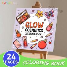 GDTME 1 Pc Makeup Coloring Book, 24 Pages, Includes Many Cute Plush Makeup Items, Suitable For Adults And Children, Can Be Used As Back To School Gift, Spring Gift, Valentine's Day Gift, Stationery Or Home Decor, Size 7.9 X 7.9 Inches. - Multicolor - View 13