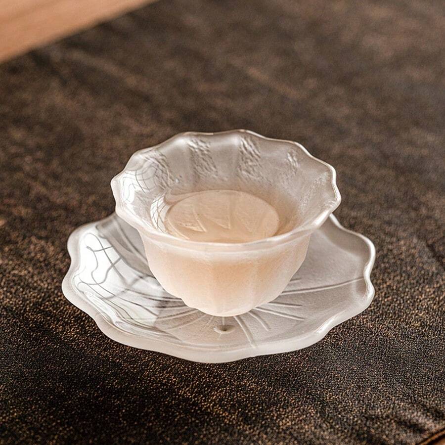 1件水晶玻璃花瓣杯，茶杯，女士茶具，大师杯，优雅下午茶杯，适用于家庭、餐厅、民宿，咖啡杯碟套装 - 彩色 - 查看 1