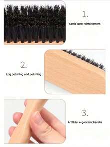 Cọ chải ria mép cho nữ, cọ chải tóc bằng tre và lông lợn rừng, dụng cụ làm tóc và làm đẹp. - nhiều màu - Xem 7