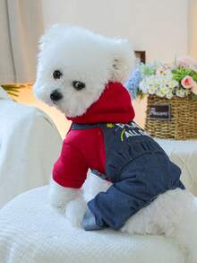 1件宠物服装狗狗背带裤，小型犬服装 - 趣味背带裤 - 藍色 - 查看 4