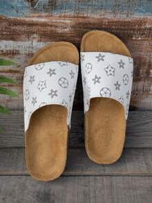 White Retro Flower Design With Soft Cork Outsole. Comfortable, Non-Slip Sole. Pairs Beautifully With Jeans Or Dresses. - White - View 5
