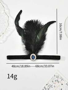 一件 1920 年代欧美风格女士羽毛发箍，黑色羽毛镶嵌水钻，极具收藏价值，适合舞会场合，瞬间展现百年前的优雅风范。 - 彩色 - 查看 3