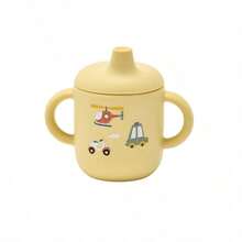 1个婴儿水杯，双把手设计，180毫升硅胶饮水训练杯，适合婴幼儿，彩虹图案，粉色杯身，可手洗和机洗 - 彩色 - 查看 8