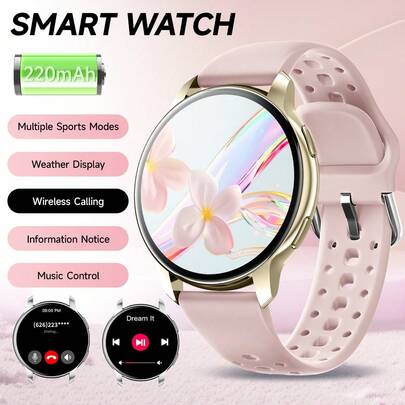 2025 Upgraded Elegant Round Dial Smart Watch, 1.46" Large HD Screen, Customizable Dial, Wireless Calling, Voice Assistant, Multiple Sports Modes, Music Control, Camera Remote, Lightweight & Fashionable Unisex Daily & Sports Accessory