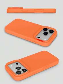 1pc 2.0mm Thick Liquid Silicone Full Coverage Orange Phone Case, Compatible With IPhone 17, 17 Pro Max, 17 Pro, 16, 15, 14, 13, 12, 11 Pro Max, Full Protection Cover - Orange - View 5