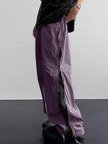 Men's Street Style Jogger Pants - With Side Stripes, Pockets And Drawstring Waist, Contrast Color Casual Sweatpants - Purple - View 4