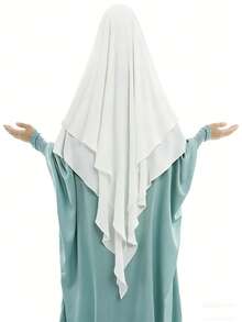 Khalat Muslim Prayer Hijab - 2 Layers Soft Breathable Islamic Dubai Women's Instant Long Hijab - Color - View 12