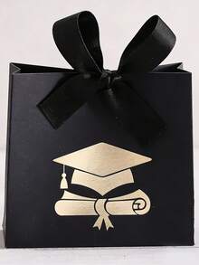 4pcs Elegant Graduation Gift Bags With Gold Foil Diploma & Graduation Cap Patterns, Minimalist Candy Boxes, Chic Graduation & Holiday Celebration Decor - Multiple Styles - View 4