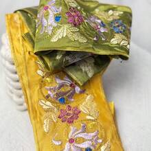 1卷/1-2码刺绣花卉提花花边饰带 - 多色布料包边，适用于DIY服装配饰、窗帘装饰、缝纫项目、花边包边、装饰窗帘边缘、优雅刺绣、质感细节 - 2碼 - 查看 3