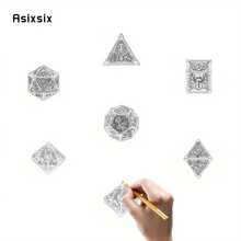 Asixsix 7颗绿色金色骷髅金属骰子，实心金属多面骰子套装，适用于角色扮演游戏、桌游和卡牌游戏 - 綠色 - 查看 4