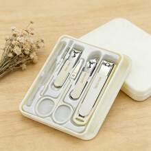 6pcs Stainless Steel Nail Clipper Set, Daily Hand & Foot Care Tools, Sharp & Durable Nail Trimmer Kit, Stainless Steel Manicure & Pedicure Tool Set - White - View 1