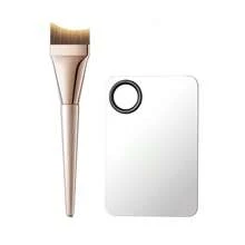 1/2支金色弯头化妆刷，刷头贴合面部轮廓。不锈钢调色盘保持双手清洁。可搭配化妆海绵使用，是晕染和涂抹液体化妆品的理想之选。情人节礼物，化妆海绵，化妆刷，调色刀，赠品 - 彩色 - 查看 12