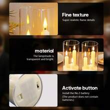 1pc LED Candle Light Set, Indoor/Outdoor Tabletop Atmosphere Lamp, Battery Powered (Batteries Not Included), Flickering Flame Night Light, Suitable For Home, Bedroom, Proposal, Christmas, Halloween, Party, Camping Decor - Candle - View 5