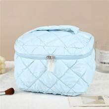 High-Quality Ins-Style Feather Down Cosmetic Bag, Large Capacity Travel Makeup Organizer With Elegant Design For Women - Multicolor - View 14