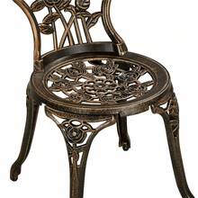 Butterslay 3 Piece Vintage Bistro Table Set Outdoor Metal Dining Set With Umbrella Hole Round Table And 2 Armless Chairs With Backrest Antique Aluminium Patio Furniture Set For Backyard Pool Balcony Cafe, Bronze - 銅色 - 查看 6