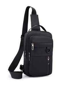 1个简约男士胸包，实用百搭休闲风格大容量商务通勤斜挎包 - 彩色 - 查看 8